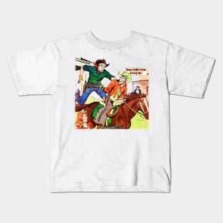 Money Western Robbery Cowboy Retro Broncho Bill Comic Kids T-Shirt